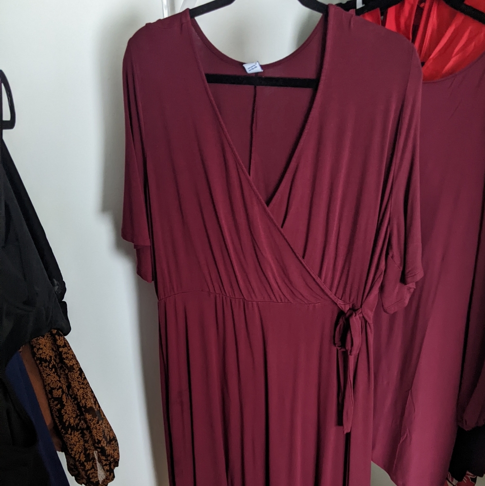 Old Navy | Crimson Faux Wrap A-line Dress